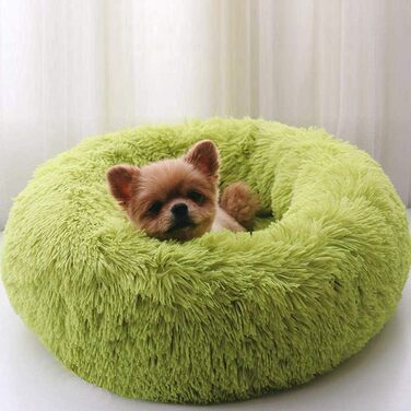 Кругле м'яке плюшеве ліжко-гніздо для кошенят та собак, 60 см, зелене