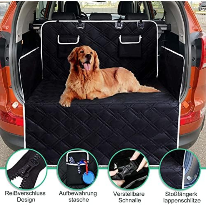 Захист для заднього сидіння авто Caliyo для собак - водовідштовхувальний, стійкий до подряпин, з боковими захистами та оглядовим вікном - універсальний (чорний)