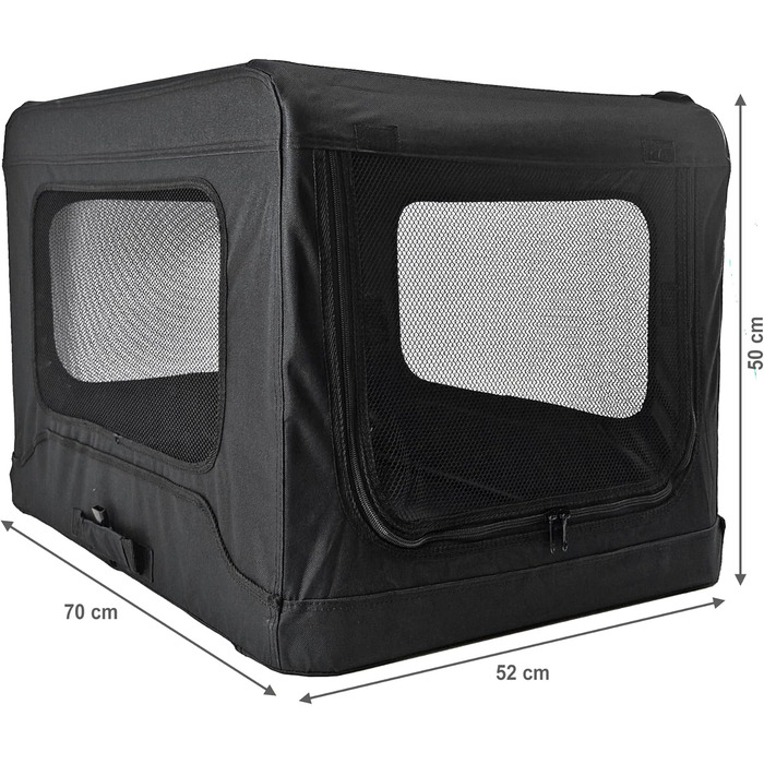 Складана переносна клітка для собак, 70x52x50 см, чорна. Клітка-переноска для автомобіля, 5 вікон