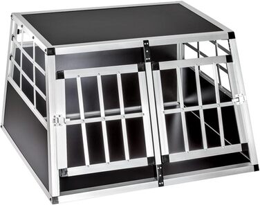 Транспортна переноска для собак tectake® - подвійна, алюмінієва, 89x69x50 см. Підходить для авто та дому.