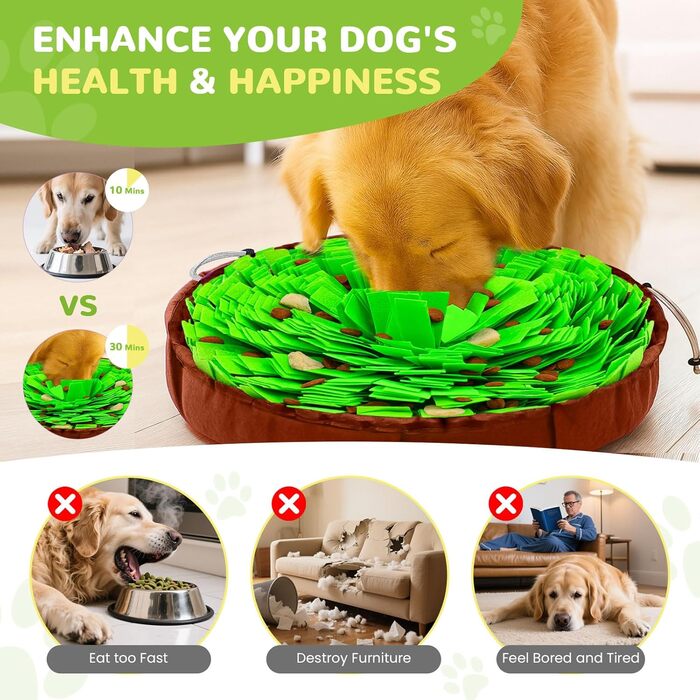 Schnüffelmatte для собак великих порід та силіконова липка поверхня, інтерактивна іграшка-головоломка, щоб зайняти, розвинути когнітивні навички та повільне годування. Комплект: 2 килимки для нюхання (76,2 x 45,7 см та 48,3 x 48,3 см) + 1 липка поверхня (