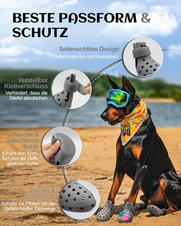 Чоботи для собак: захист подушечок лап, водонепроникні, зручні, дихаючі, неслизькі, легко миються. Ідеально для літа та зими (сірий, XS)