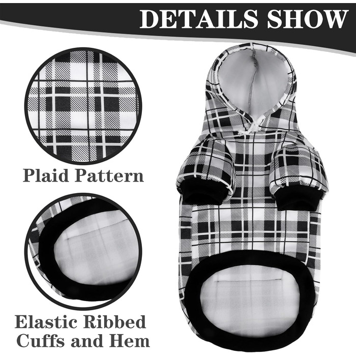 Світшот для собак ExPawlorer з візерунком у клітинку, британський стиль, теплий одяг для собак з отвором для повідка, підходить для Pitbull, зимовий одяг для всіх порід, цуценят, дівчаток та хлопчиків, котів, рожевий (XX-Large, чорний та білий)