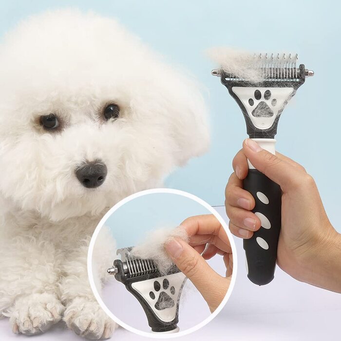 Щітка для вичісування шерсті собак та котів - двостороння, для видалення підшерстка та ковтунів (Pfoten)