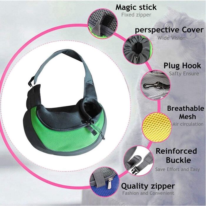 Транспортувальна сумка-переноска для собак, котів, цуценят, 2.5 кг, зелена