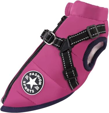 Водонепроникний зимовий одяг для собак Nordseepfote: тепла куртка з інтегрованим шлейкою та світловідбиваючими елементами (Рожева, 3XL)