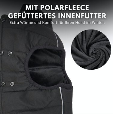 Зимова куртка для собак Spark Paws Warmshield™, водонепроникна, вітрозахисна, флісова, з відбивачами, для середніх і великих порід, чорна, 4XL
