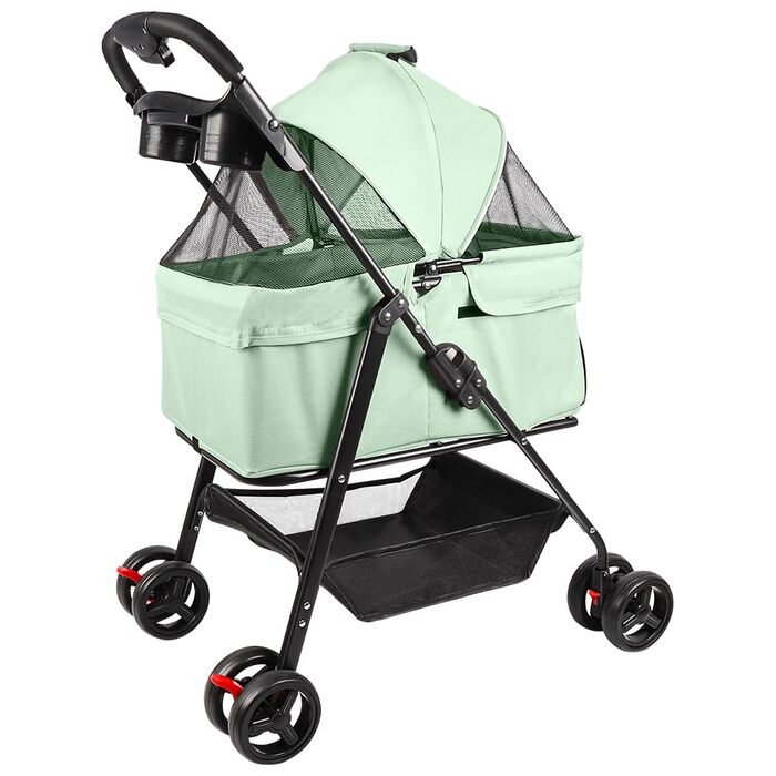 Дитяча коляска для собак середніх порід, 25 кг, 4 колеса, складна, для подорожей, сіра (50 x 65 x 99 см)