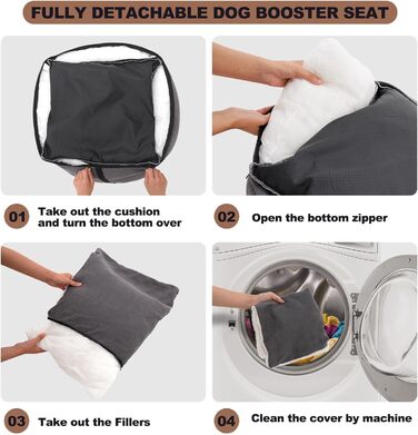 Автокрісло для собак маленьких порід, миється та стійке до плям. Зручне автокрісло з високоякісної тканини з кишенею для зберігання. Супер м'яка бавовна PP (сірий, середній)