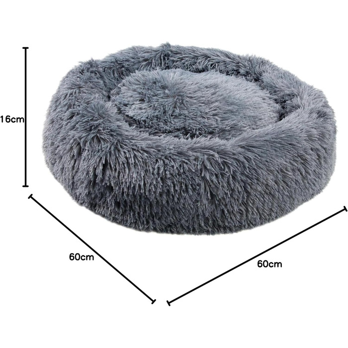 М'яке ліжко для собак та котів MEDISAFETY Milou - зручне хавчене ліжечко-острів для домашніх тварин, діаметр 50-80 см, кольори: світло-сірий, темно-сірий, бежевий, коричневий, розмір L (60 см - темно-сірий)