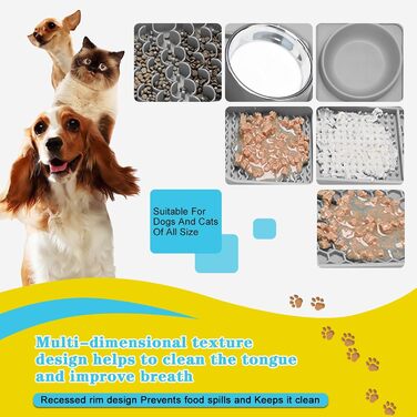 Шлека для собак Cooltto з лотком та шпателем: силіконова підстилка з присосками для купання, грумінгу та догляду за кігтями (сірий)