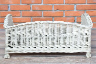 Корзина-ліжко для собак та котів з плетіння лози з м'яким лежаком (74x52x39 см, чорний)