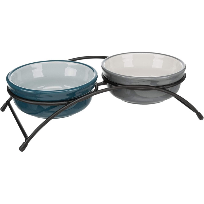 Миска для собак TRIXIE Eat on Feet, Petrolblau/Hellblau/Grau/Hellgrau, 2 x 1.6 л, ø20 см