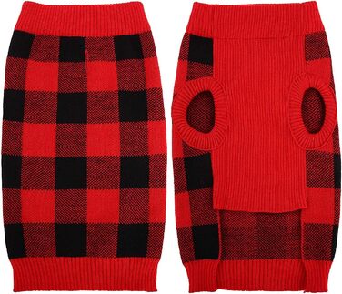 Пуловер для собак KATZINST, теплий флісовий пуловер для маленьких собак, різдвяний пуловер для Французького бульдога, Дакселя, Чихуахуа, Йоркшира, червоно-чорний, XS