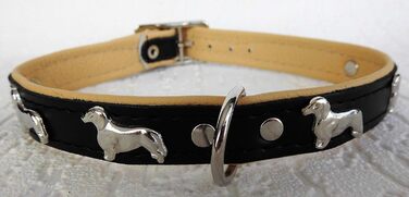 Ліденячий нашийник для собак DACKEL, шкіряний, обхват шиї 28-32/30-36/36-41 см, Чорний - Бежевий, НОВИЙ