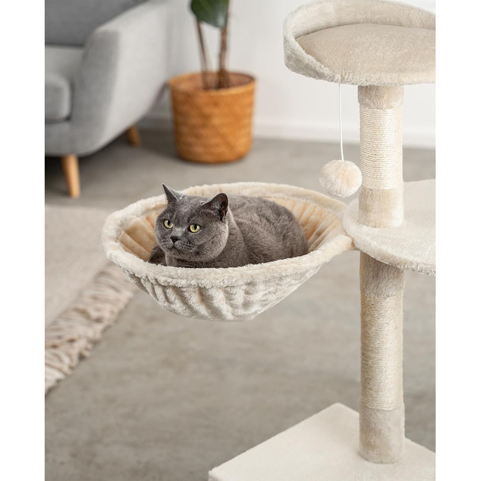 Лежанка для кота з м'якого плюшу для когтеточки, Ø 40 см, глибина 25 см, зручна ліжечка для будь-якого когтеточки з різьбленням M8, міцний металевий каркас для котів будь-якого розміру, (глибина 15 см, Бежевий)
