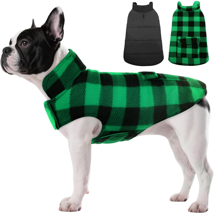 Зимовий теплий дощовик для собак XS, флісова куртка, дощовик для собак, 2 в 1, водонепроникний, вітрозахисний, з отвором для повідка, зелений