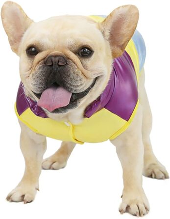 Теплий зимовий одяг для собак: куртка-вітровка з флісу для малих порід (бульдог, кіт) XL, 3 кольори (фіолетовий)