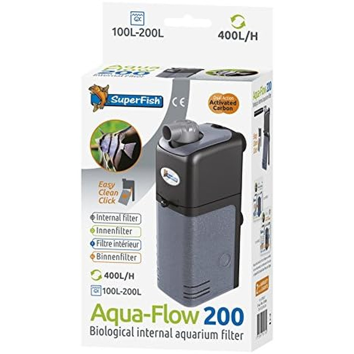 Акваріумний фільтр Superfish Aqua-flow-100 для води в акваріумі, чорний (UK-вилка)