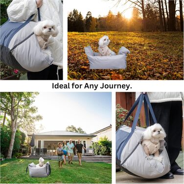 Автокрісло для собак - переноска для маленьких собак до 11,3 кг, водовідштовхувальне, з ременем безпеки, сірого кольору