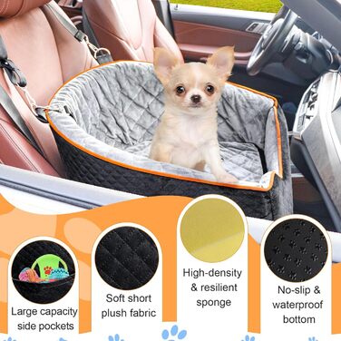 Автокрісло для маленьких собак з Memory Foam до 15,9 кг, підвищене, безпечне, знімний та праний чохол