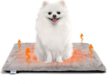 Nobleza Самогріюча килимок для собак та котів, зігріваючий килимок для домашніх тварин, зимовий, з memory foam, знімний м'який плюшевий чохол, сірий, 91x58x4 см (61x46x4 см)