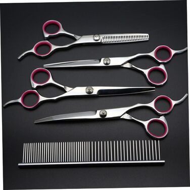 Набір для грумінгу домашніх тварин Mipcase з нержавіючої сталі: ножиці, гребінець, ножиці з прямим та вигнутим лезом, ножиці з зубчастим лезом