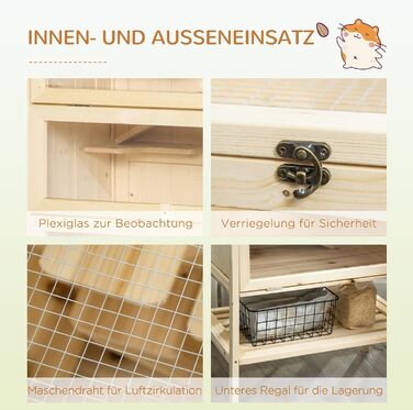 Клітка для гризунів PawHut 5 поверхів, 60 x 40 x 120 см, з драбиною, з натурального дерева, для хом'яків, мишей, дрібних тварин