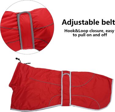 MOREZI Зимовий теплий одяг для собак, куртка для Віппетів з флісовою підкладкою, водонепроникна куртка для собак з регульованими ремінцями та світловідбиваючими елементами - Розмір L (довжина спини 61-64 см), Червоний