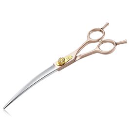 Професійна ножиця для собак JASON Profi Hundeschere 7 дюймів, вигнута, з ергономічною ручкою, для собак та котів, рожеве золото