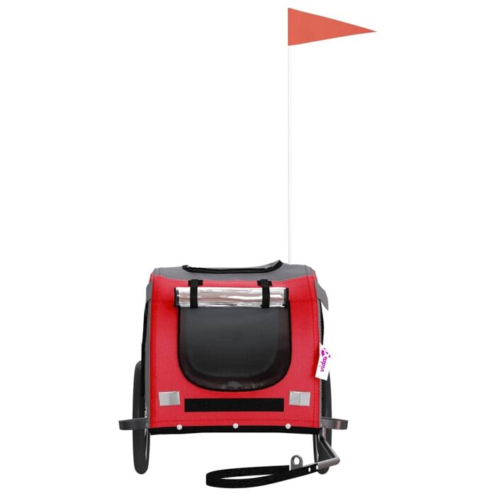 Візок для собак Hundebuggy, фарбований у червоний та сірий колір, з оксфордської тканини та металу, для маленьких собак та котів
