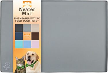 Силіконова підкладка під миски для собак і котів Neater Pet Brands, водонепроникна, захист для підлоги від їжі та води, сіра, 61×40,6 см