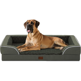 Ортопедичне ліжко для собак XXL, вологостійке, з Memory Foam, велике, 134 x 107 см, антиковзаюча підставка, зручне ліжко-диван для великих собак, темно-зелене