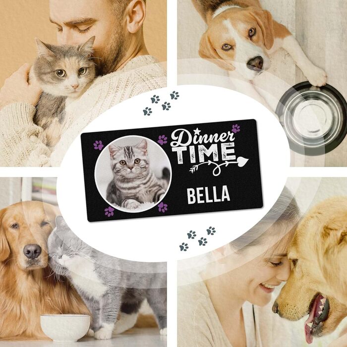 Персоналізована килимок для годування домашніх тварин з ім'ям та фото - Royal - 80 x 40 см, миючий, протиковзкий