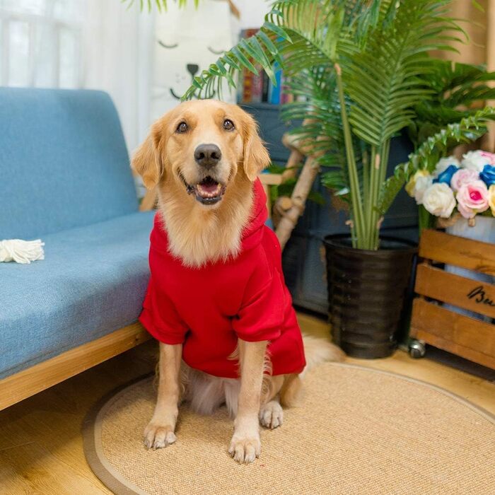 Теплий пуловер з капюшоном для собак Kooltail – м'який, теплий, з отвором для повідка та кишенею. Зимовий одяг для собак малих, середніх та великих порід, цуценят. Червоний колір, X-Large/XX-Large (упаковка 1)