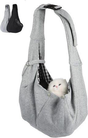 Тканина-кенгуру для цуценят до 7.5 кг, переноска для собак з регульованим плечовим ременем, переноска для домашніх тварин, літня переноска для котів та собак (сіра)