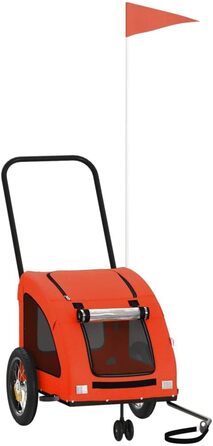 Причіп для тварин на велосипед, Оксфорд та залізо, для дому, оранжевий (125 x 52 x 53 см)