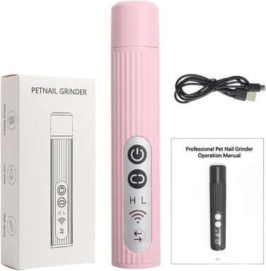 Шліфувальник для собачих кігтів | 3-ступеневий акумуляторний портативний LED | Шліфувальник кігтів для собак - для дорослих, сім'ї, друзів (рожевий)
