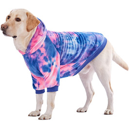 Теплий флісовий світшот з капюшоном для собак, батик, великі та середні породи (5XL, Рожевий)