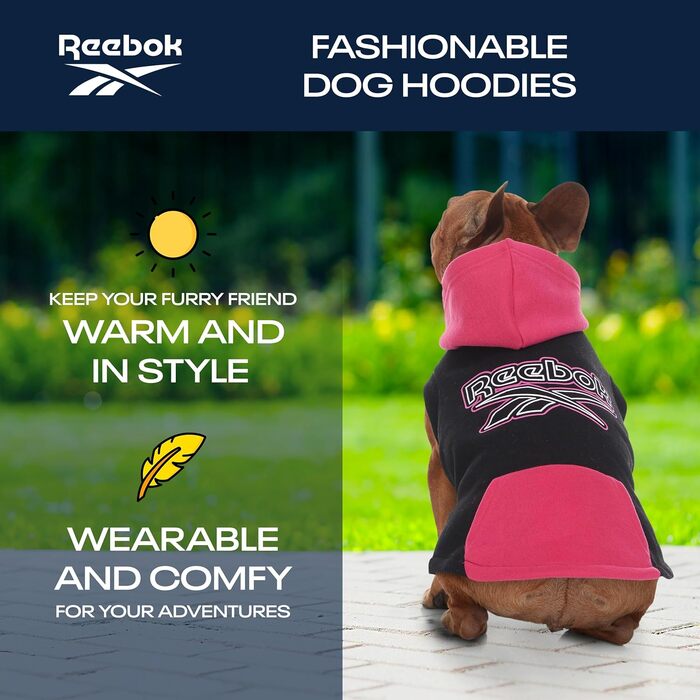 Reebok флісовий худі для собак з капюшоном, отвір для повідка, теплий зимовий светр для маленьких, середніх і великих порід, преміум якість, зручний, затишний