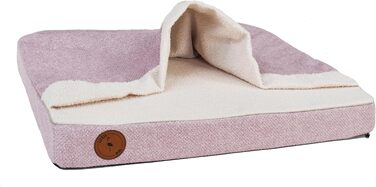М'яке ліжко для собак середніх порід з ортопедичною матрацом, капюшоном та неслизьким покриттям. Легко миється, з блискавкою. Рожевий колір, 85 x 70 x 10 см