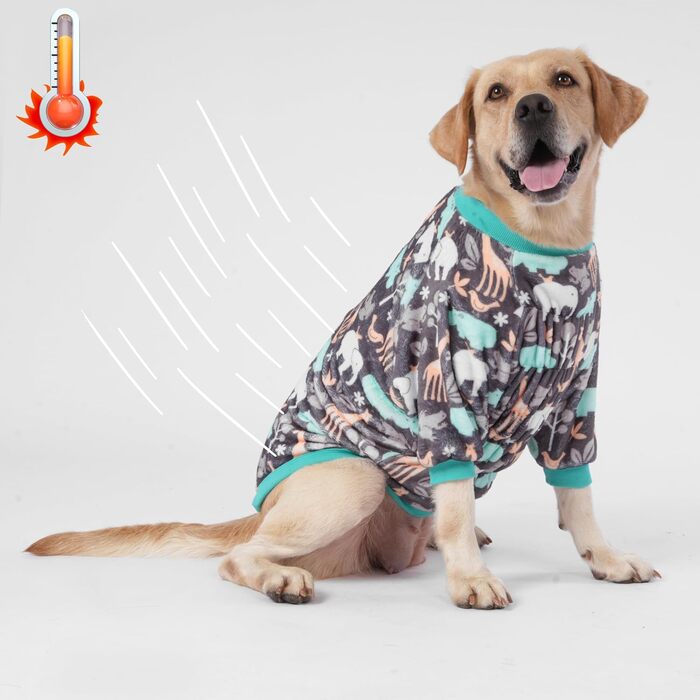 Світер LovinPet для великих порід собак, легкий фланелевий одяг, дихаючий матеріал з принтом 'Бегемот-Зоо', синій, X-Large