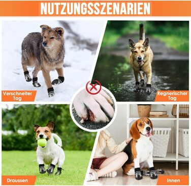 Чоботи для собак, захист подушечок лап, зимові, 4 шт. Водовідштовхувальні, вітрозахисні, з теплим флісом та високим дизайном. Світловідбиваючі та антиковзні чоботи для собак для активного відпочинку, розмір 2 (ширина 4.5 см), розмір 8 (ширина 7.5 см).