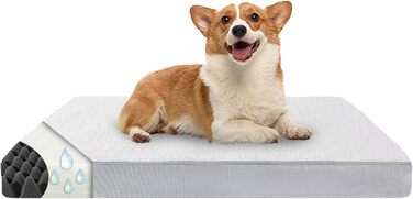 Ортопедичне ліжко для собак Vertupet з Memory Foam, 75x50x8 см, знімний чохол та м'яке подушечка, для великих собак, сіре та біле