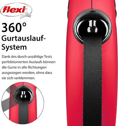 Рулетка для собак Flexi New Classic L, 5 м, червона, до 50 кг