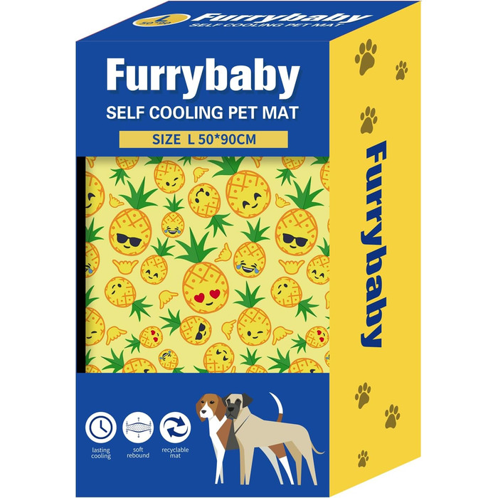 Охолоджувальний килимок furrybaby для собак, гелевий матрац для великих порід, самостійне охолодження, без заморожування, для дому, вулиці та авто, жовтий, 50x90 см