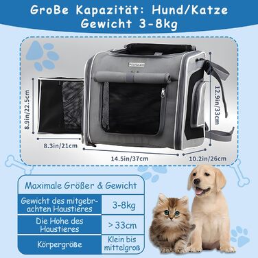 Корзина для собак на велосипед, розширювана, складана, з 4 дверцятами та сітковими вікнами, сумка-рюкзак для тварин, для котів та собак середніх та малих порід