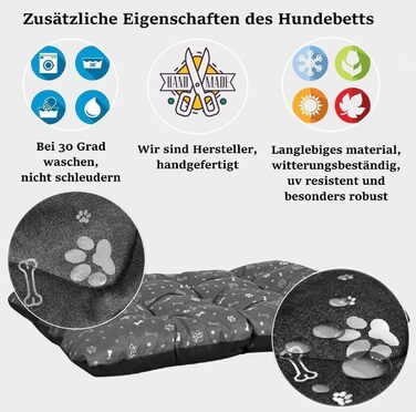 Кінг Дог: Водонепроникне ліжко для собак XL 120x80 см. Зручне, миється, з оксфордської тканини. Підходить для дому та вулиці. Графітовий колір.