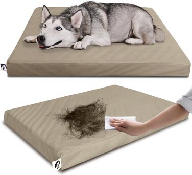 М'яке ортопедичне ліжко для собак середніх порід, коричневе, з антиковзким покриттям, з штучної шкіри, миється, розмір 83 x 55 x 7 см