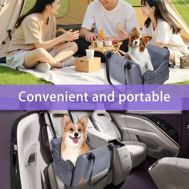 Автокрісло для собак - переноска для маленьких собак, з кишенями, поводок, знімне автоліжко для заднього та переднього сидіння